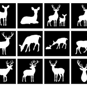 Deer Digital Stencil, Deers Bundles Stencil, Deer Family Stencil, Stag  Digital Stencil, Digital Stencil Templates. Mama and Baby Deer.
