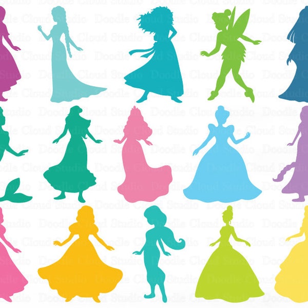 Princess SVG, Princesses Bundle SVG Files for Silhouette and Cricut. Princess  T-shirt, Princess Clipart, Princess Birthday