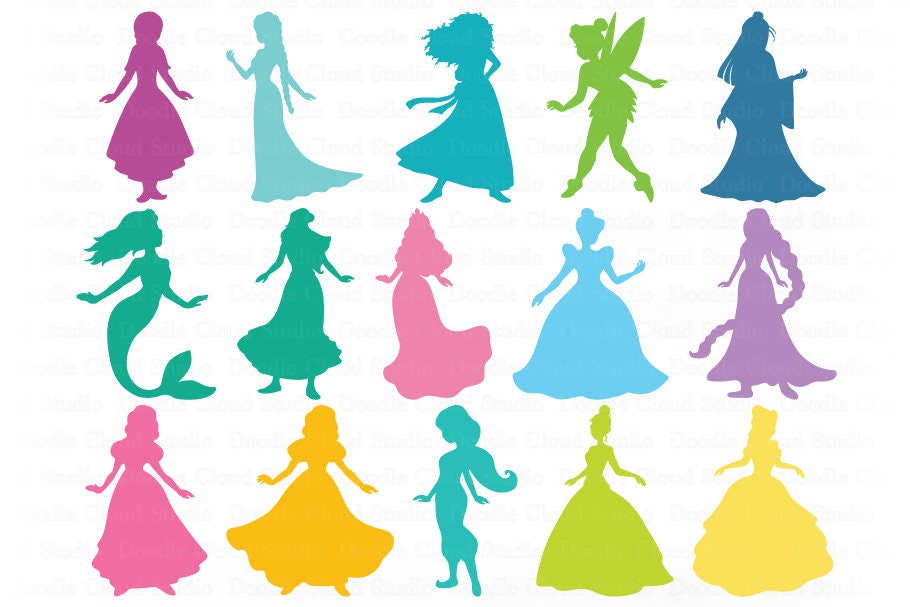 Princess SVG, Princesses Bundle SVG Files for Silhouette and Cricut. Princess  T-shirt, Princess Clipart, Princess Birthday