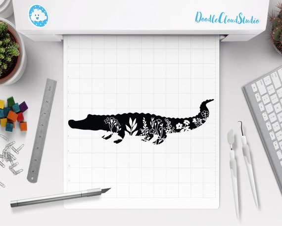 Floral Crocodile Svg Floral Alligator Svg Files For Silhouette Cameo Cricut Floral Reptile Svg Wildlife Animal Floral Crocodile Clipart By Doodle Cloud Studio Catch My Party