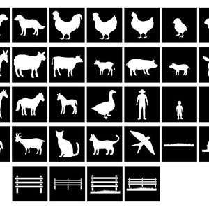 32 Farm Stencil, Farm Animals Stencil, Animals Digital Stencil, Digital ...