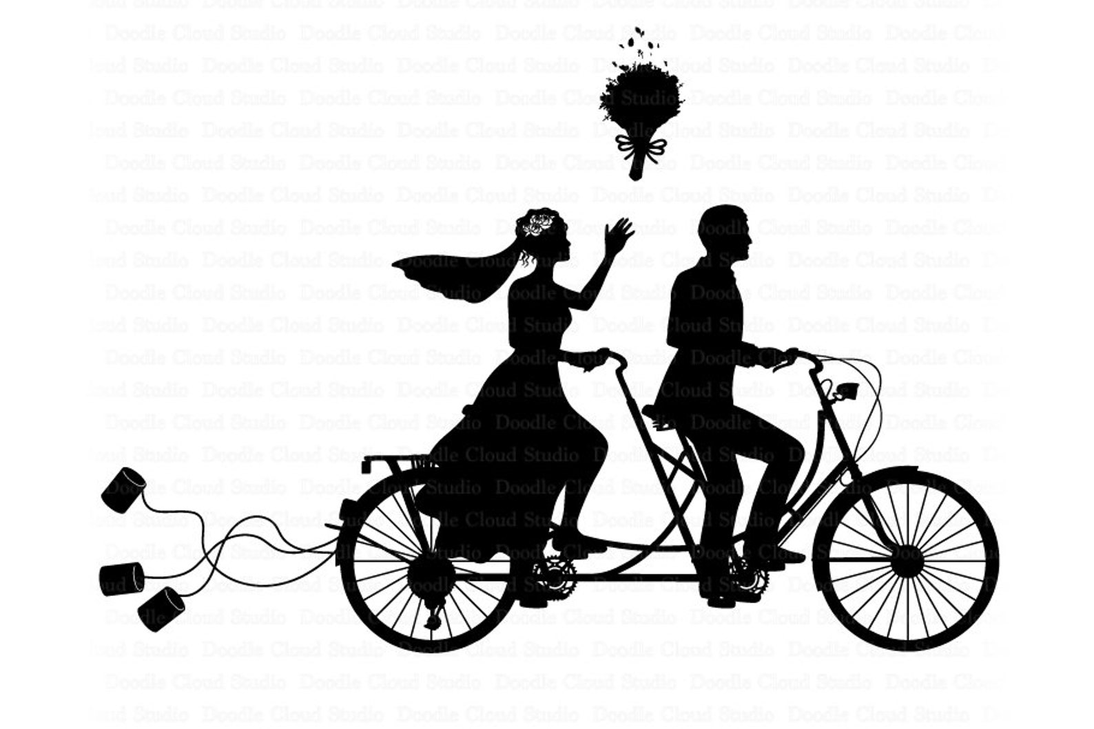 Wedding Tandem Bike Bride and Groom SVG Files for Silhouette Cameo and ...