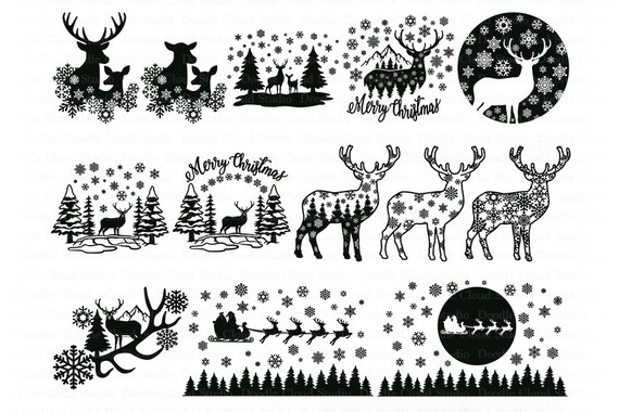 Download Deer SVG, Christmas Scene with Deer Bundle SVG, Winter ...