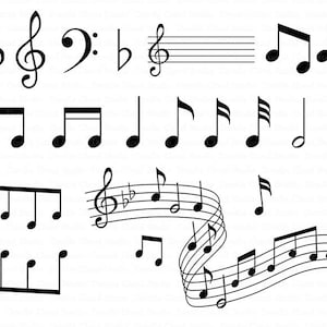Musical Notes SVG for Silhouette Cameo and Cricut. Music pentagram SVG, Musical Notes Clipart, Clipart PNG transparent included.