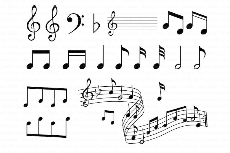 Notes de musique SVG pour Silhouette Cameo et Cricut. Pentagramme de ...