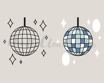 Disco Ball SVG Files for Silhouette Cameo and Cricut, Mirror Ball Svg, Disco Ball Clipart PNG, Disco Ball 70s Svg, Retro Svg, Groovy SVG.
