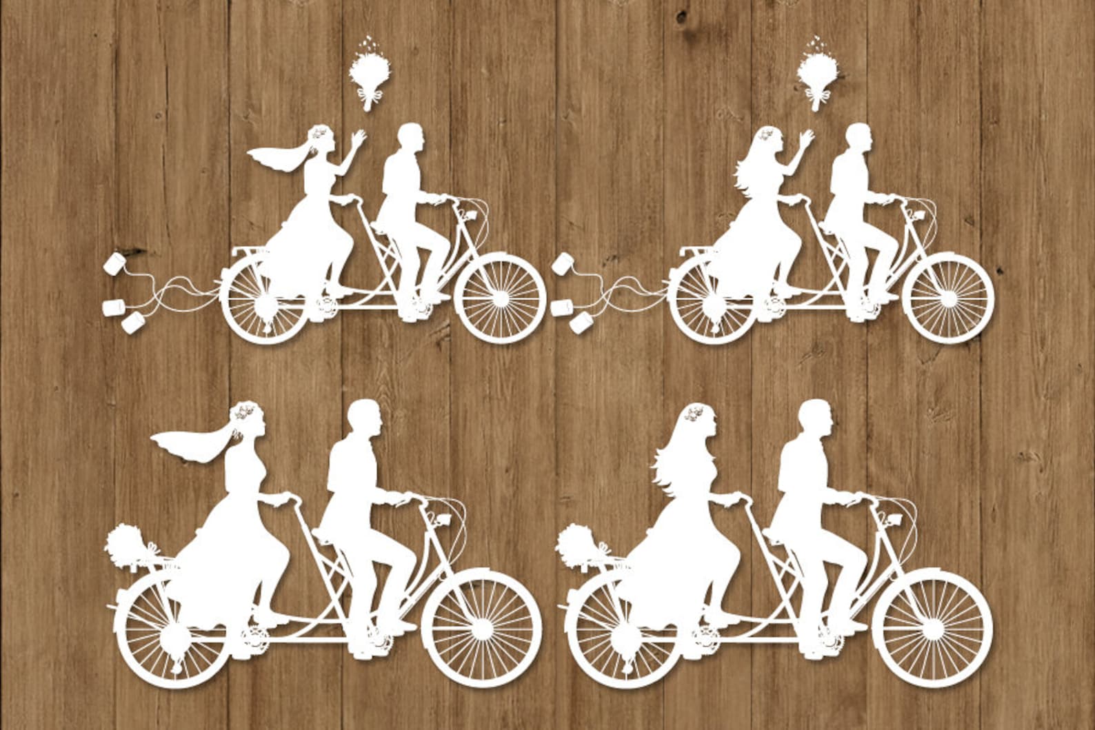 Wedding Tandem Bike Bride and Groom SVG Files for Silhouette Cameo and ...