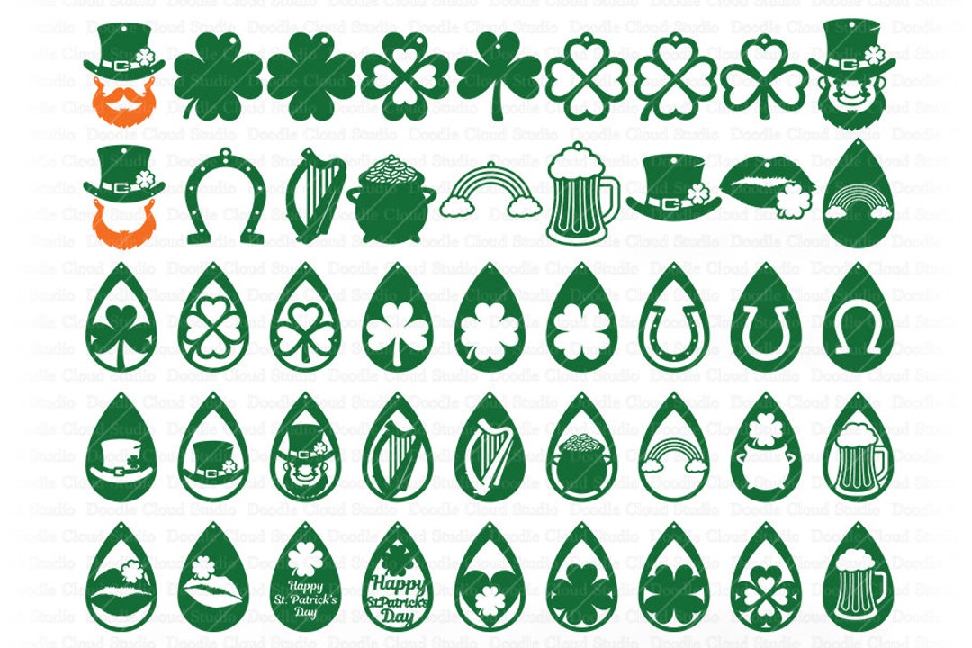 St Patrick Earrings SVG, Earring SVG Files for Silhouette and Cricut. St  Patrick's Day. St Patrick Pendant. Leather Earring, Leprechaun. 
