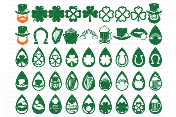 St Patrick Earrings SVG, Earring SVG Files for Silhouette and Cricut. St  Patrick's Day. St Patrick Pendant. Leather Earring, Leprechaun. 