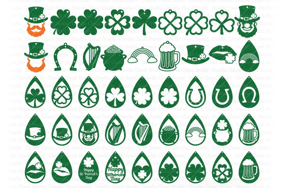 St Patrick Earrings SVG, Earring SVG Files For Silhouette and Cricut. St  Patrick's Day. St Patrick Pendant. Leather Earring, Leprechaun.