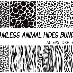 Padrões de animais SVG, Animal Print SVG, Seamless Animal Hide SVG Files para Silhouette Cameo e Cricut. Fundo transparente, clipart vetorial