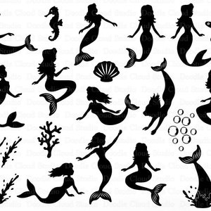 Mermaid SVG, Little Mermaid SVG Files for Silhouette & Cricut. Mermaid Shirt Svg, Mermaid Clipart, Mermaids Bundle Svg, svg eps ai png dxf. image 1