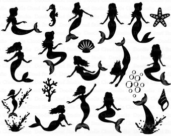 Mermaid SVG, Little Mermaid SVG Files for Silhouette & Cricut. Mermaid Shirt Svg, Mermaid Clipart, Mermaids Bundle Svg, svg eps ai png dxf.