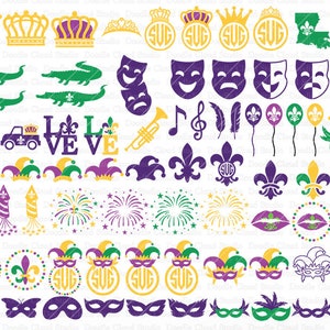 Mardi Gras Bundle SVG, Fleur de Lis, Carnival Svg, Svg files for Silhouette and Cricut. Orleans Svg, Mardi Grass Clipart, Laser Cut Template