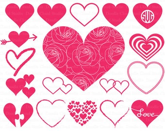 Heart svg, Heart Monogram SVG files for Silhouette Cameo and Cricut. Heart Clipart PNG included. Valentine Day svg. Heart cuting files