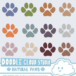 Natural Paw Prints Cliparts, Dog / Cat Paws, Pet Clip Arts, Animal Paws, Transparent / White Backgrounds, Instant Download, Commercial Use