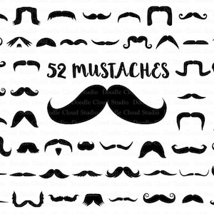 Mustaches SVG Files, Mustache SVG Files for Silhouette Cameo and Cricut.  Mustache Clipart  PNG included. Personal & Commercial Use.