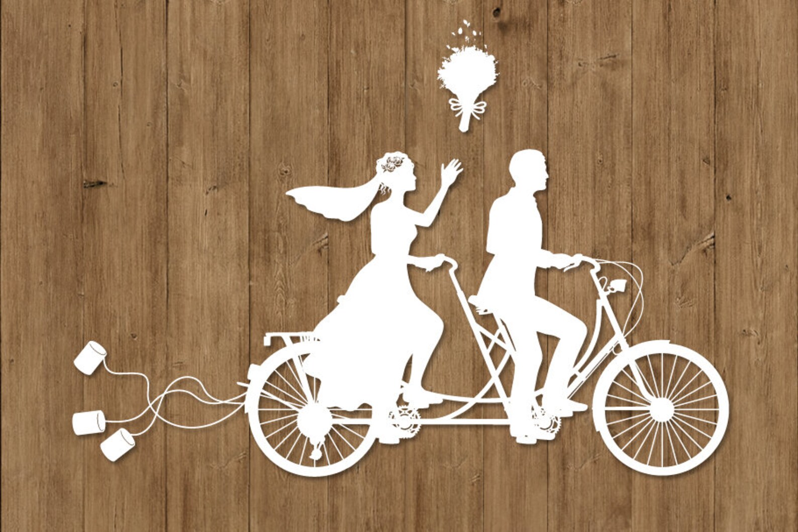 Wedding Tandem Bike Bride and Groom SVG Files for Silhouette Cameo and ...