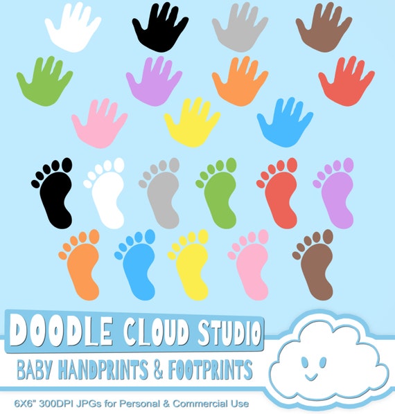 Download Colorful Baby Footprints Handprints Cliparts Baby Hands Foot Prints Transparent White Backgrounds Instant Download Commercial Use By Doodle Cloud Studio Catch My Party