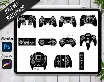 22 Game Controller Stamps Brushes for Procreate and Photoshop. Procreate Stamp and Brush. Photoshop Stamp and Brush. Joystick for IPad.