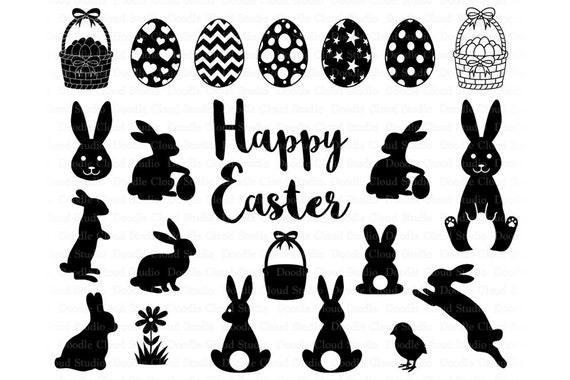 Download Easter Svg Easter Bunny Svg Easter Egg Svg Easter Basket Svg Files For Silhouette Cameo And Cricut Easter Clipart Png Included By Doodle Cloud Studio Catch My Party