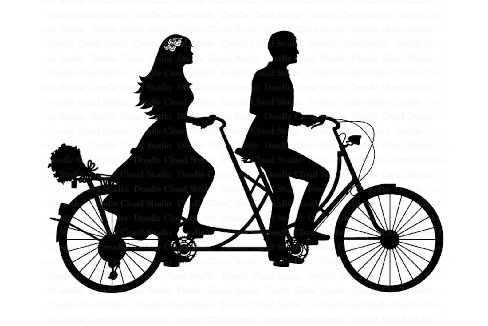 Wedding Tandem Bike Bride and Groom SVG Files for Silhouette Cameo and ...