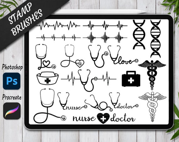 Health Care Stamps Brushes for Procreate and Photoshop. Procreate Stamp