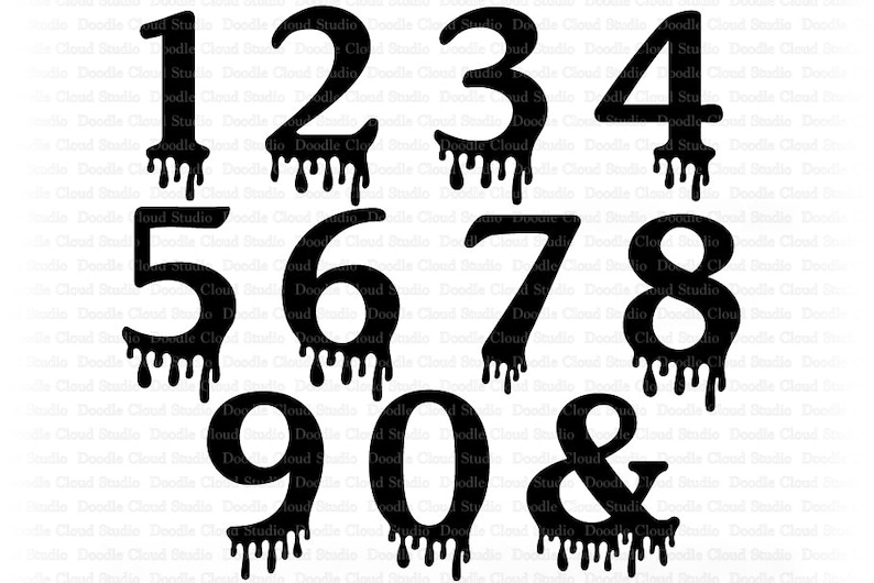 Dripping Number Set SVG Dripping Numbers SVG Cut Files Etsy