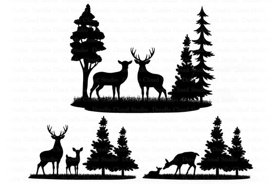 Download Deers Bundle Svg Deer Svg Files For Silhouette Cricut Wildlife Svg Landscape Svg Forest Deer Clipart Hunting Svg Doe Fawn Buck By Doodle Cloud Studio Catch My Party