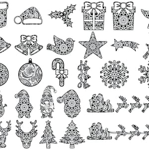 Kerstbundel Mandala SVG, Kerst Mandala SVG Files voor Silhouette en Cricut. Vakantie Ontwerpen, Winter Mandala SVG, Kerst Clipart.