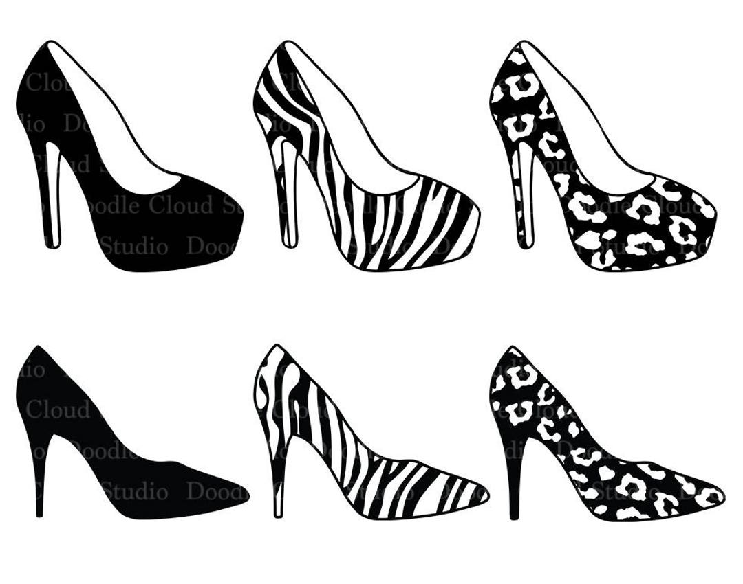 Women's High Heel Shoes SVG Files for Silhouette Cameo and Cricut. L