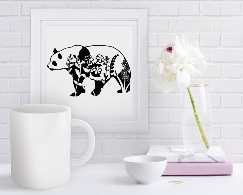 Download Panda SVG Floral Panda SVG Archivos para Silhouette Cameo ...