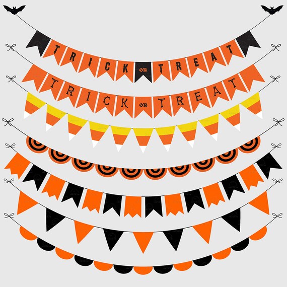 Halloween Classic Bunting Banners Cliparts Pack Halloween Etsy
