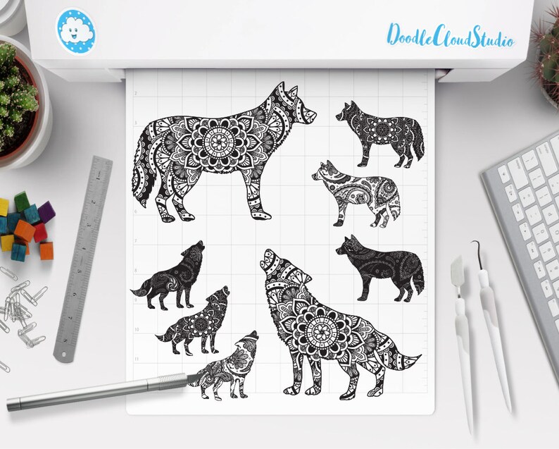Mandala Wolf heulenden Wolf Mandala SVG wilde Tier Wolf | Etsy
