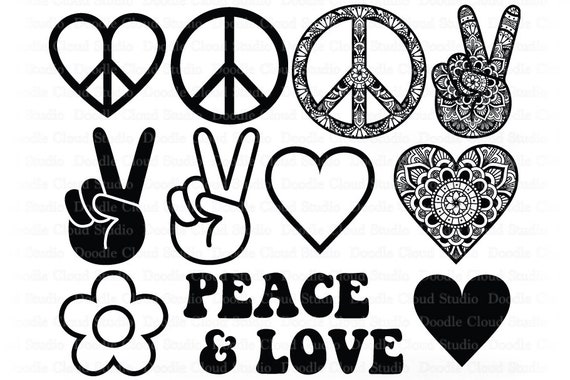 Peace Love Bundle SVG, Peace Symbol Svg, Peace Sign Mandala,heart Mandala, Peace  Love SVG Files for Silhouette & Cricut. Peace Love Design. 