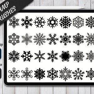 Snowflake Brushes for Procreate and Photoshop. Procreate Stamps, Procreate Brush, Photoshop Stamps, Photoshop Brush, Winter Snowflakes.