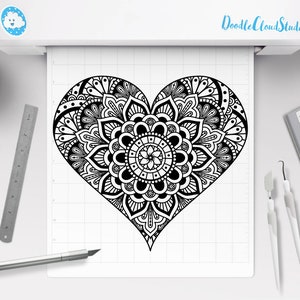 Heart Mandala SVG, Heart Zentangle svg,  Heart SVG files for Silhouette Cameo and Cricut. Heart Clipart included. Valentine Day svg.