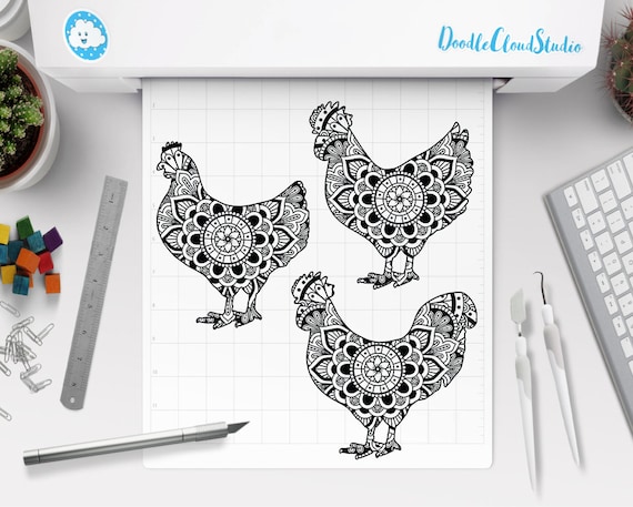 Download Chicken Svg Chicken Mandala Svg Files For Silhouette Cameo And Cricut Animal Mandala Zentangle Svg Animal Svg Chicken Mandala Clipart By Doodle Cloud Studio Catch My Party