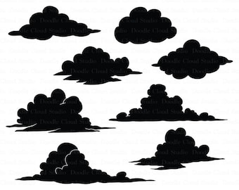 Clouds SVG files for Silhouette Cameo and Cricut. Clouds Weather svg & png, Cartoon Clouds, Clouds clipart PNG, transparent included.