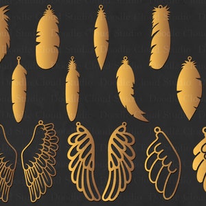 Feather Earring SVG, Wing Earring SVG,Teardrop svg, Pendant svg files for Silhouette Cameo and Cricut. Jewelry making. Clipart PNG included.