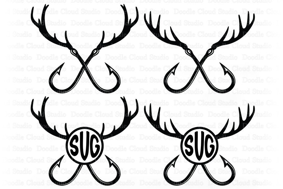Fishing Hunting SVG Deer Horns and Hooks SVG Hunting and Etsy