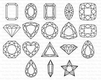 Gems SVG, Diamond SVG, Precious Stone SVG files for Silhouette Cameo and Cricut. Gemstones Clipart png included.