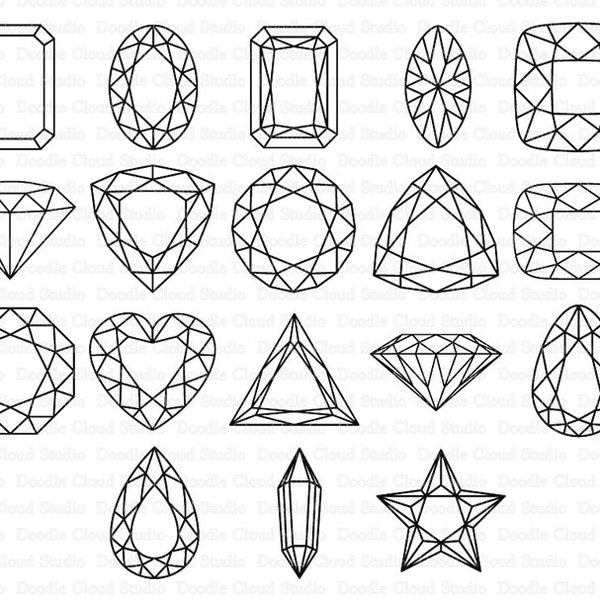 Gems SVG, Diamond SVG, Precious Stone SVG files for Silhouette Cameo and Cricut. Gemstones Clipart png included.
