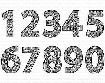 マンダラ数字 SVG、Silhouette Cameo および Cricut 用の