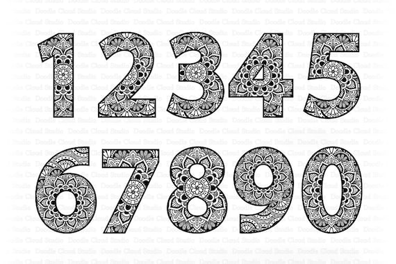 Download Mandala Numbers Svg Zentangle Numbers Svg Files For Etsy