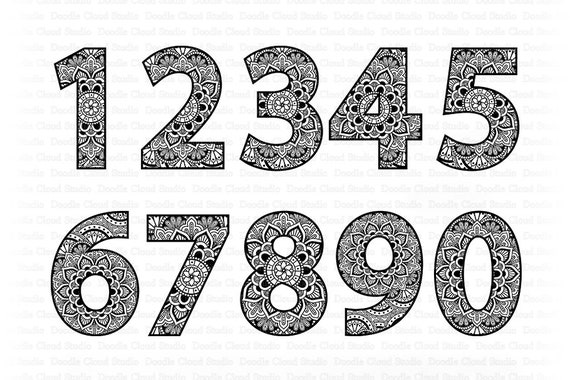 Download Mandala Numbers Svg Zentangle Numbers Svg Files For Etsy