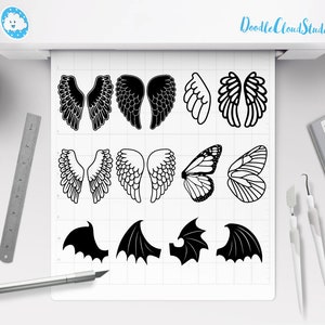 Angel Wings SVG, Bat Wings, Monarch Butterfly Wing SVG files for Silhouette Cameo and Cricut. Wings Clipart PNG included. image 2