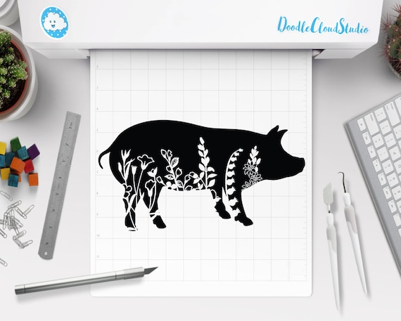 Download Floral Pig Svg Flower Pig Svg Files For Silhouette Cameo And Etsy