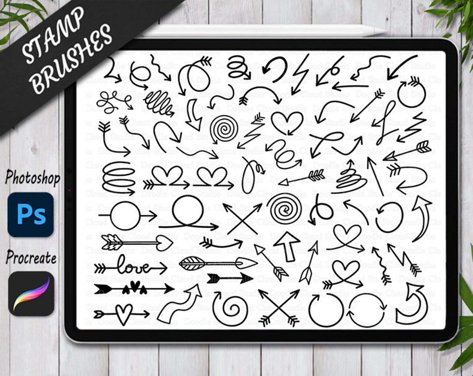 68 Arrows for Procreate and Arrow Stamps for Etsy