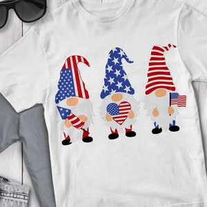 Gnomi patriottici SVG, file SVG gnomo per Silhouette Cameo e Cricut. 4 luglio Svg, gnomo americano Svg, Memorial Day Svg, bandiera americana